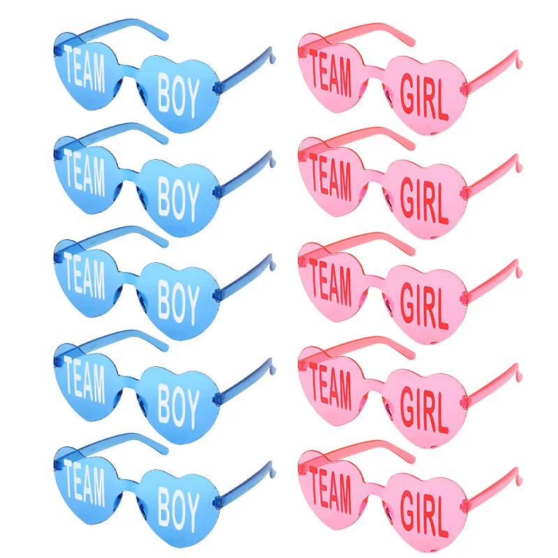 10Pcs Gender Reveal Team Boy Team Girl Glasses Blue and Pink Sunglasses Baby Gender Reveal Party Decoration Photo Props Gifts
