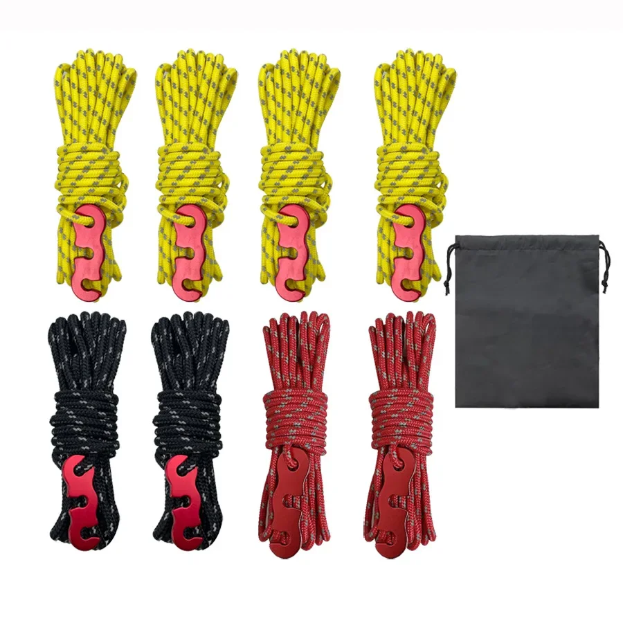 4/6/14Pc Multifunction Tent Rope Reflective Tent Guy Line Parachute Cord Lanyard Outdoor Camping Hiking Durable Accessories outdoor tent ropes,camping tent accessories