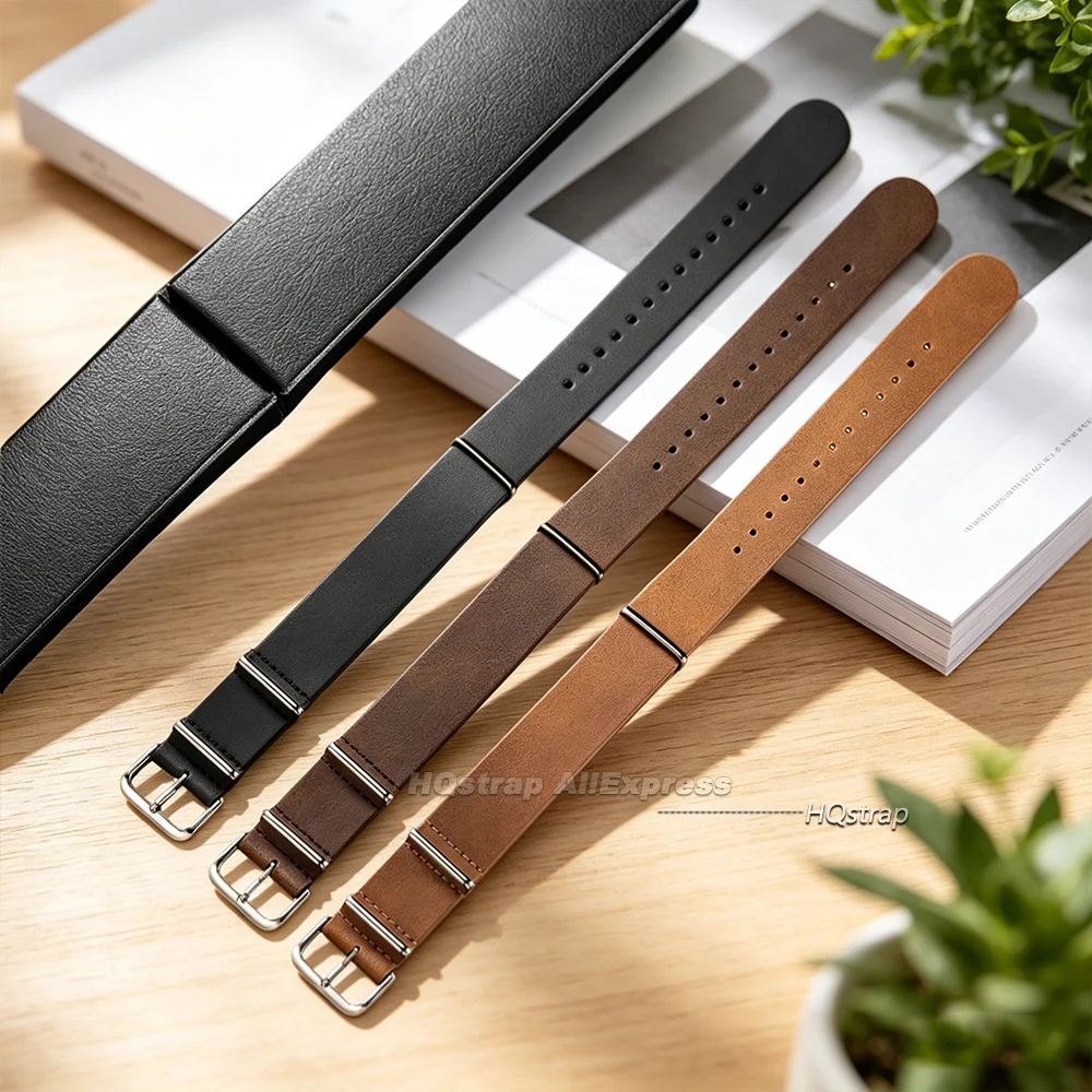 Vintage Leather Watch Band – Elegant Universal Wrist Strap in Multiple Sizes (18mm, 20mm, 22mm)