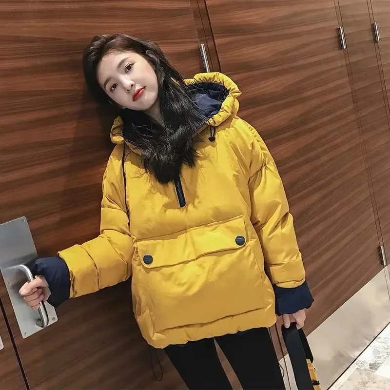 

Bread Wear Female Short ins 2022 Winter Korean Version of Fashion Loose 100 With Down Cotton Jacket Hooded Head Padded Jacket X4