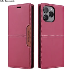 RFID Blocking Leather Wallet Flip Case with Magnetic Closure - Poco x3 nfc (Red)