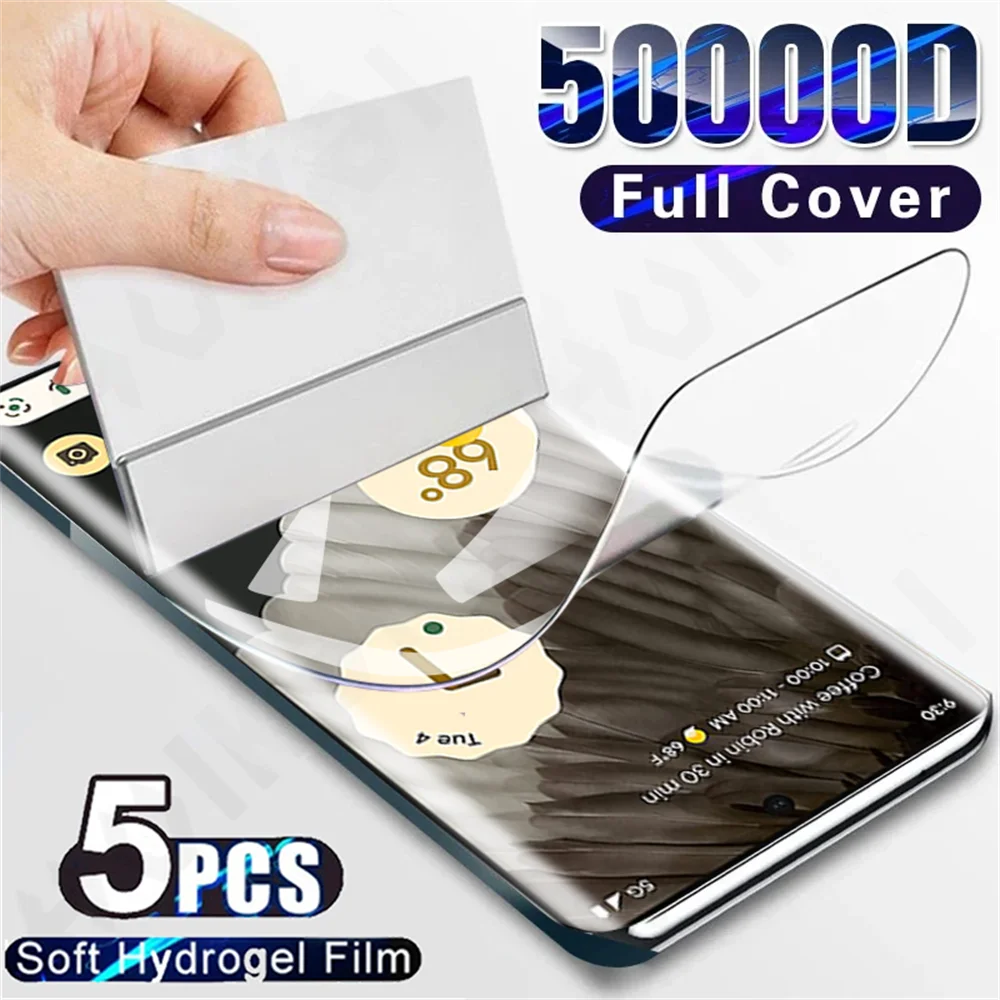 5 Pcs Hydrogel Film For Google Pixel 8 Pro  7 7A 6 Pro Anti-Spy Curved Screen Protector Full Protection цена и фото