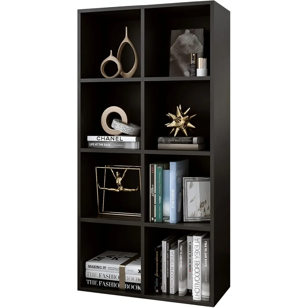 8-Cube Storage Shelf Bookcase - Modern TV Stand Up To 55 Inchs for Home and Office, Wooden 4-Tier Floor Standing Open Bookshelf 2