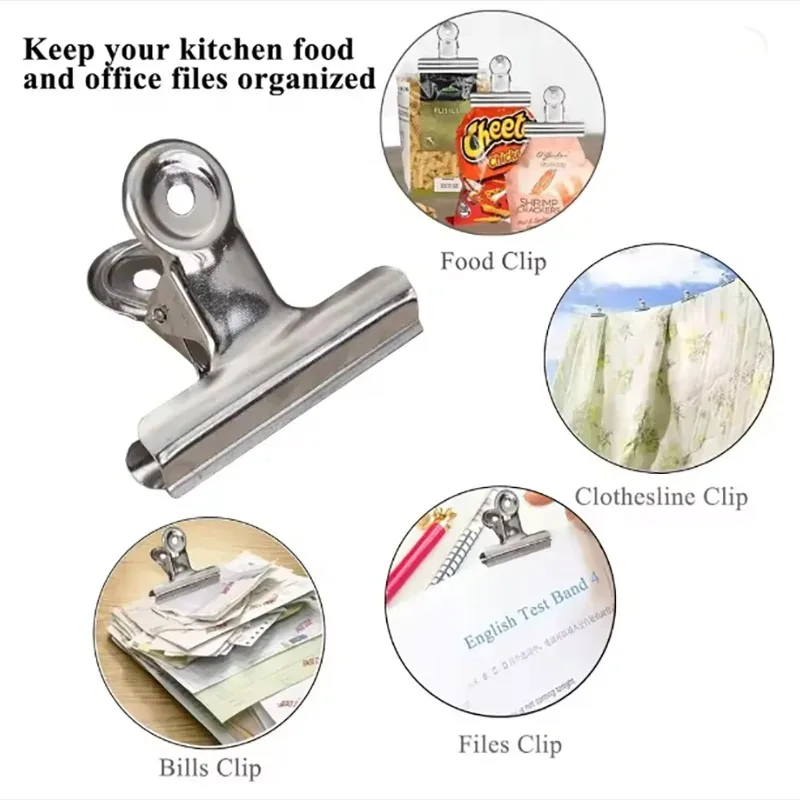 6pcs Stainless Steel Metal Binders Multifunctional Paper Clips Strong Hold for School Office Home Stationery Supplies - 6