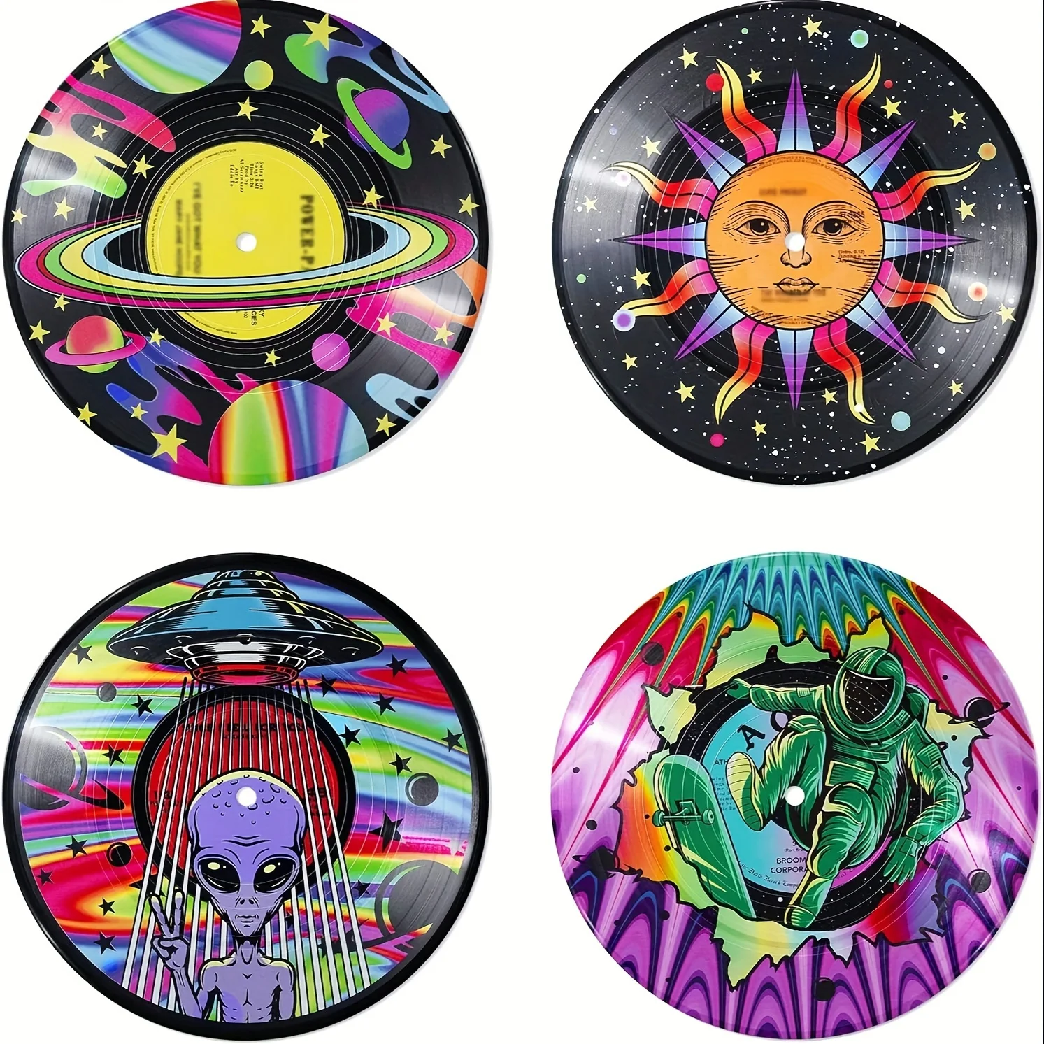 

4pcs Preppy Vinyl Decor - Vintage Decorative Fake Vinyl Records Bedroom Decor, Indie Hippie Room Wall Decor Aesthetic For Teens