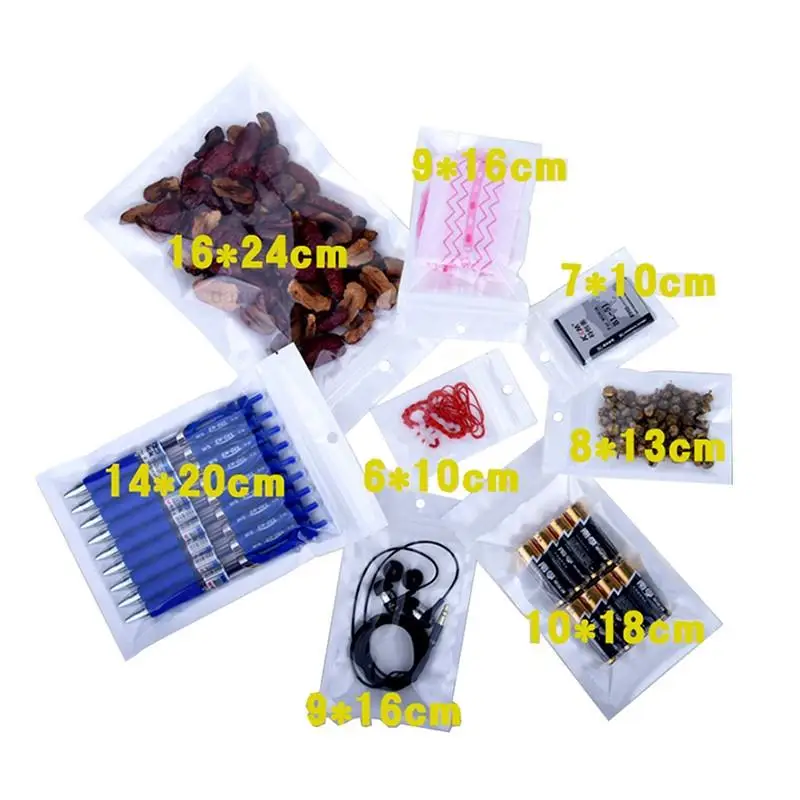 100/200 Stück in/15 Größen, weiß/klar, wiederverschließbarer Reißverschluss, Einzelhändler, Verpackungsbeutel, Reißverschluss, Einzelhandelsverpackung, Loch zum Aufhängen