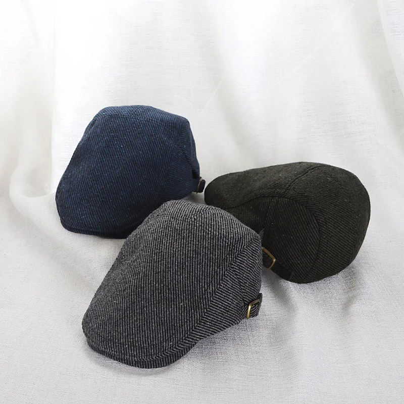 Autumn Baby Beret Hat for Boys Vintage Woolen Infant Hats Striped Newsboy Flat Cap Winter Toddler Kids Accessories 2-9Y