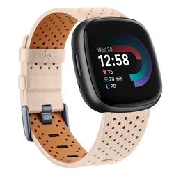 Premium 100% Leather Smartwatch Strap Bracelet Wristband - Fitbit Sense (Pink)