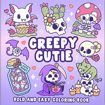 CREEPY CUTIE Bold-easy Patterns Coloring Book for Adults Cute Drawing Book Halloween Perfect Gift for Party and Birthday ﻿ 1