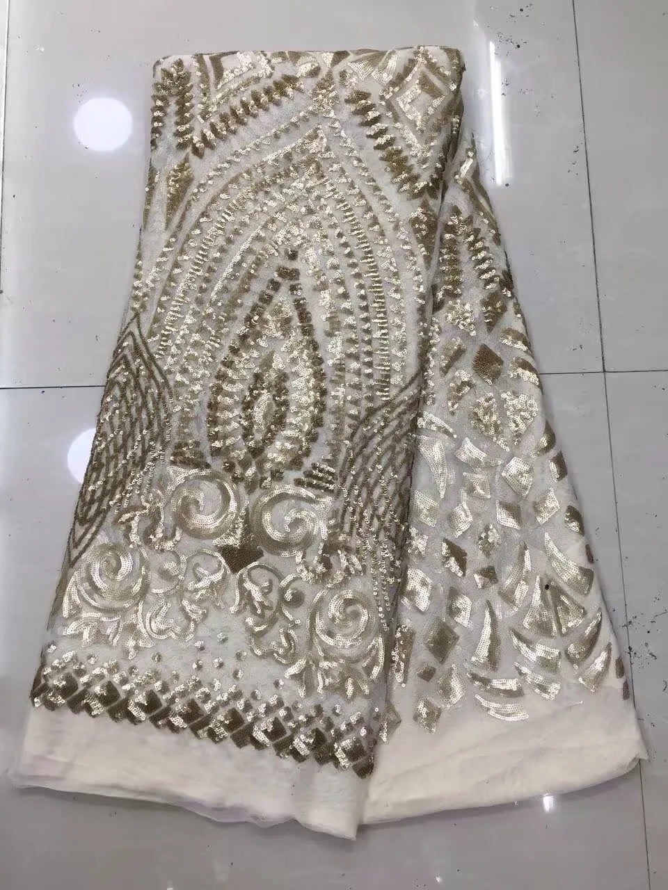 

Hot French Nigerian sequins net lace,African tulle mesh lace fabric high quality for party wedding dress 5yards/lot ALC-JL908