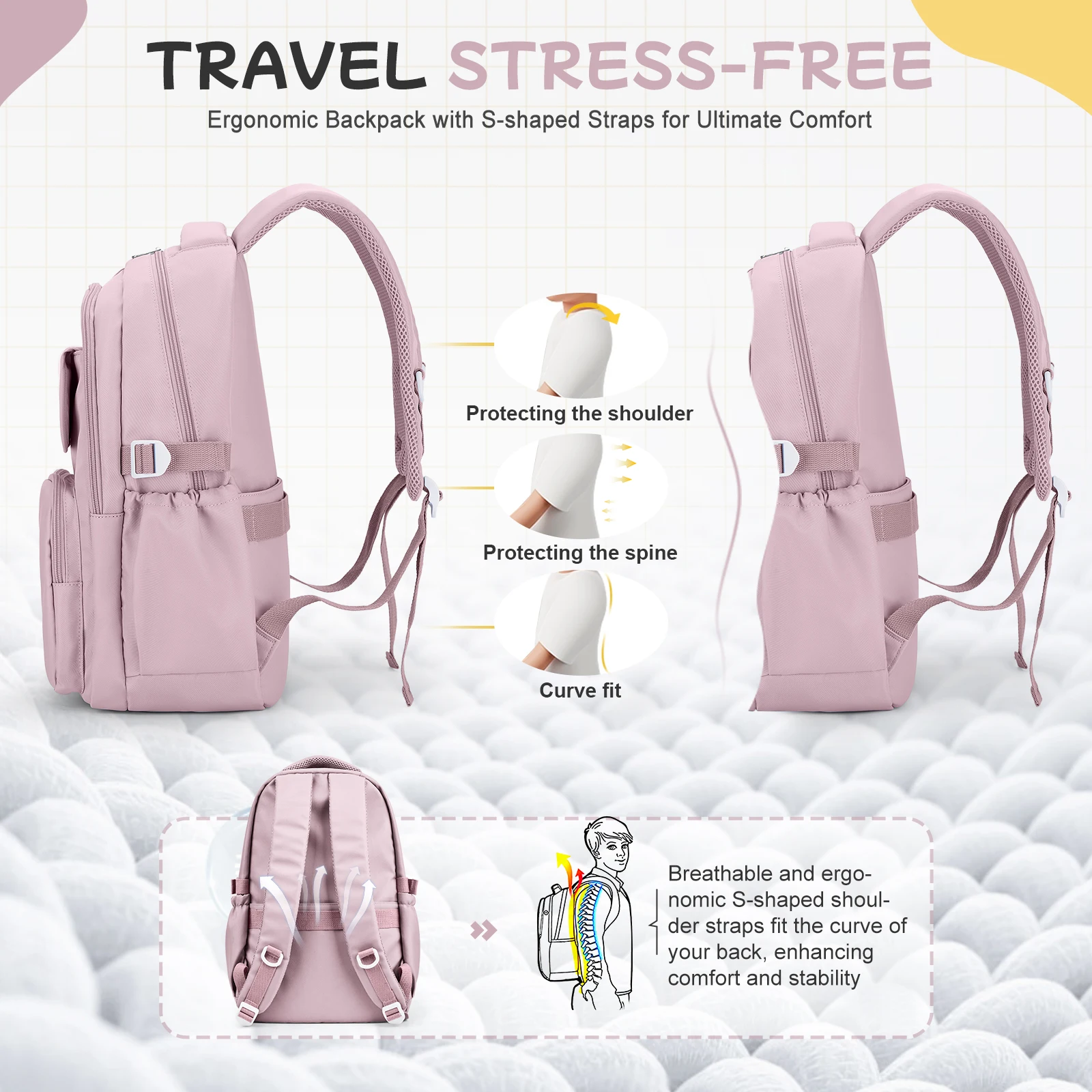 Backpack for Teen Girls Middle-School Primary Elementary Bookbags Lightweight Travel Casual Daypack Women 15Inch Laptop Backpack