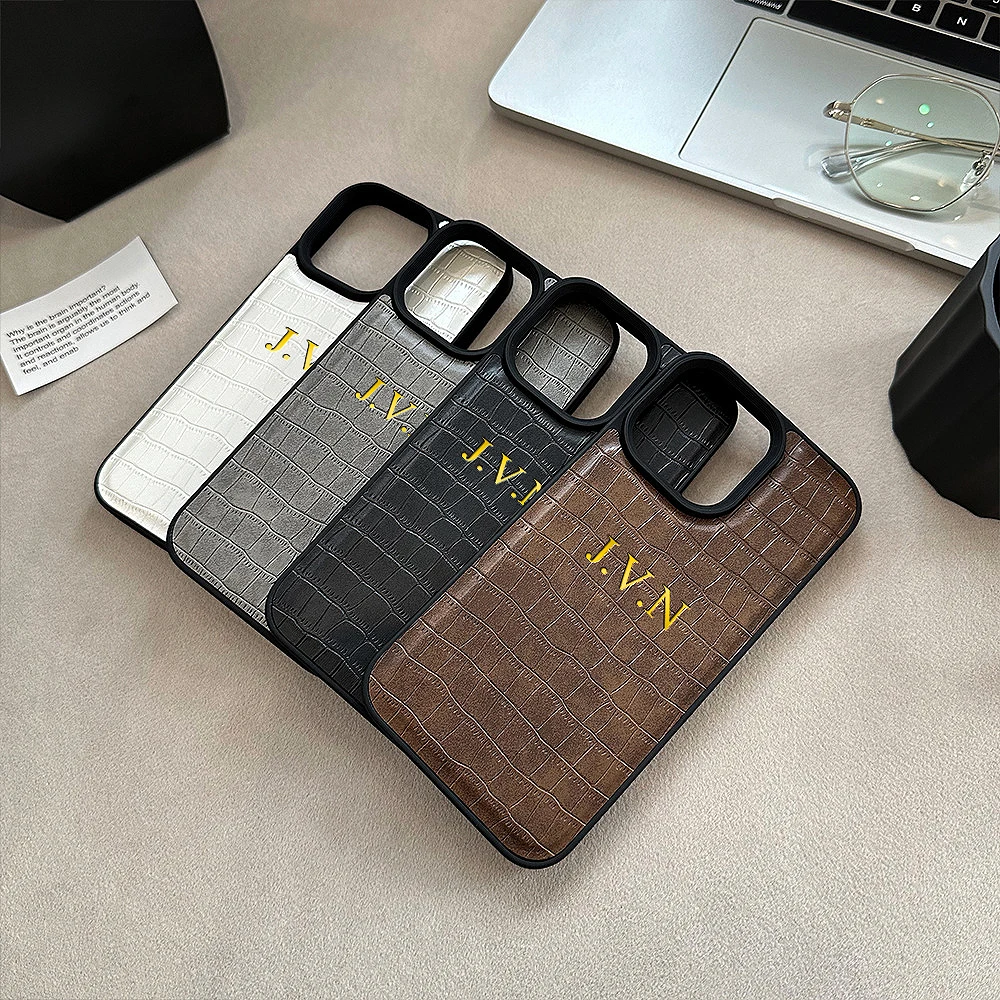 Luxury Crocodile Leather Personalised Name Case For iPhone 16