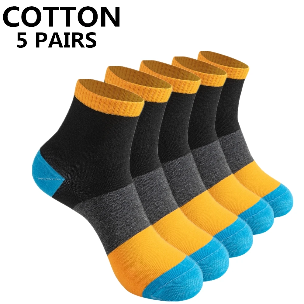 

5 Pairs High Quality Men Socks Ankle Breathable Cotton Sports Socks Gifts Athletic Four Seasons Thin Cut Medium Length Socks