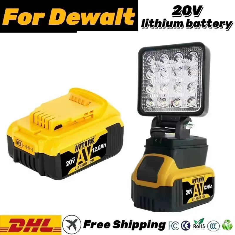 100% Original 20V 12Ah Battery compatible for DeWalt power Tools