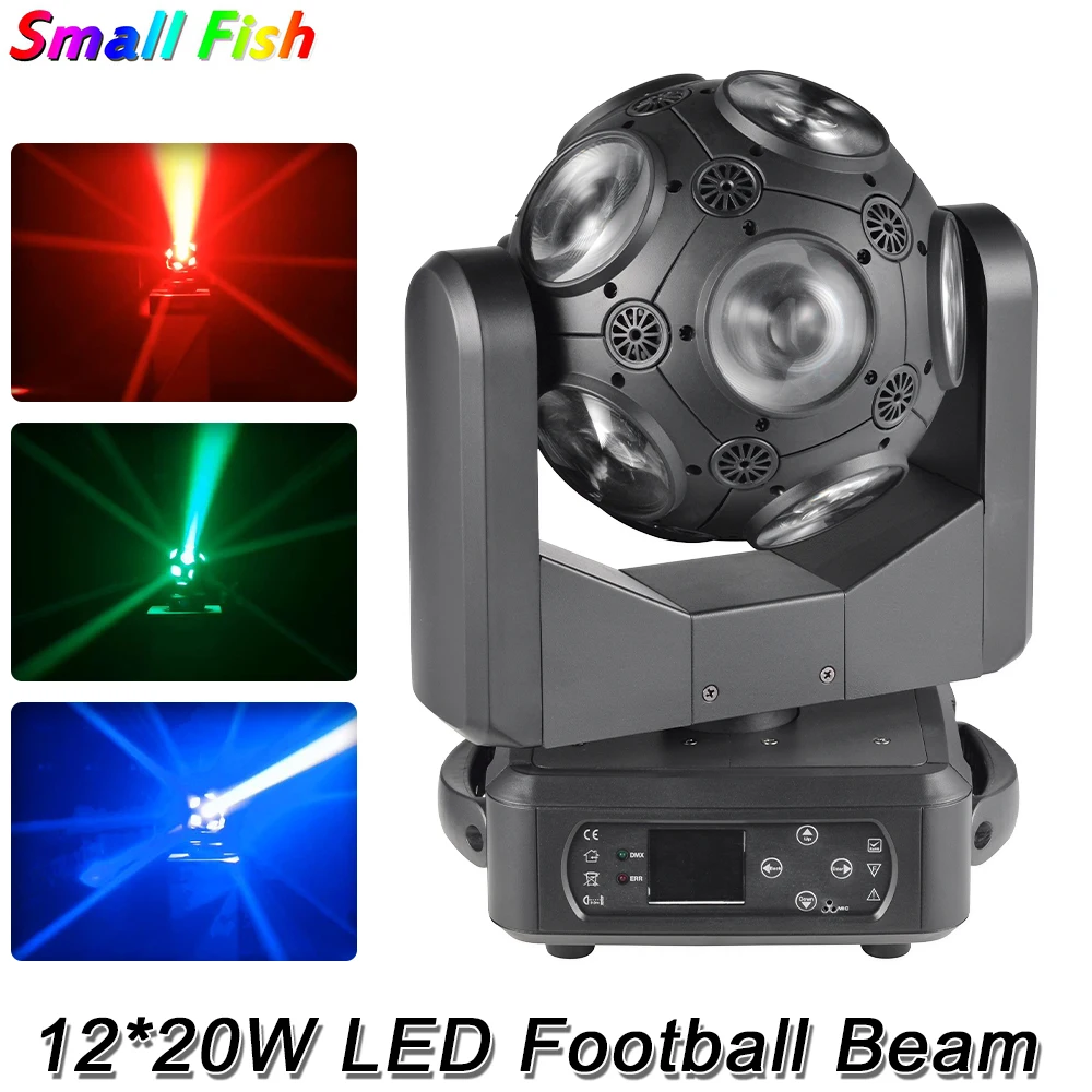 

Rotating Football Beam Moving Head Light 12x20W RGBW Full Color LED Stage Effect Infinite Rotation DJ Disco Party Lights