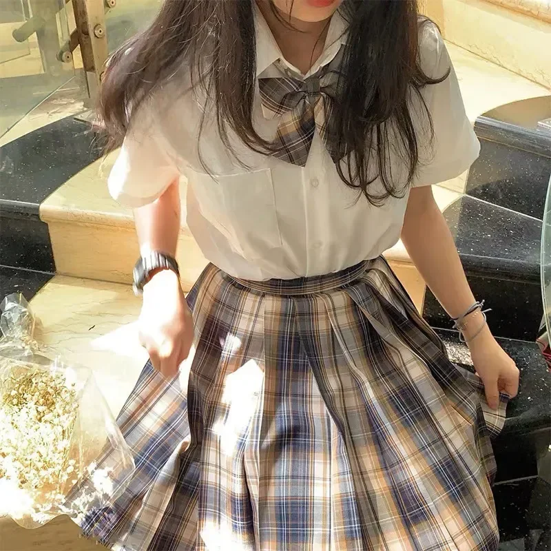 

High Girl Plaid Uniforms Suit Japanese A-line Mini Pleated School School Sexy Waist Sailor Uniform Uniform
