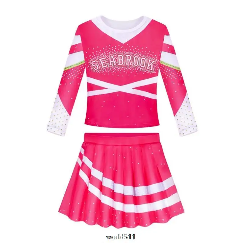 Girls Zombies Nova 3-Piece Outfit Set - Cropped Hoodie, Mesh Top, Skirt (Size 6-14Y)