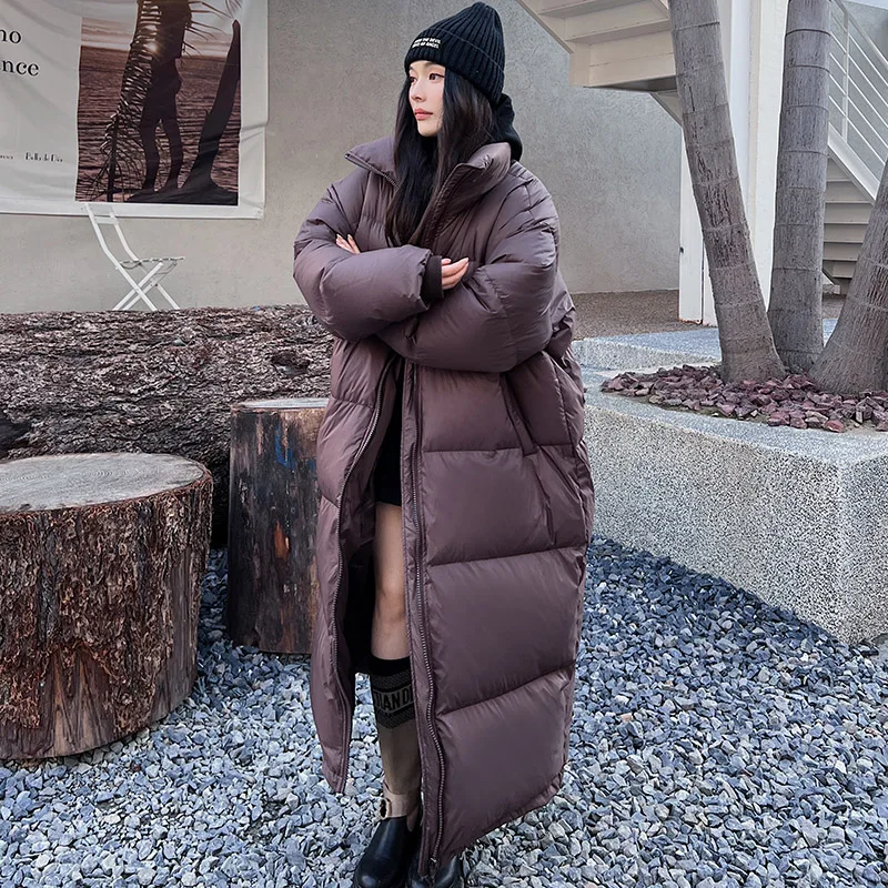 lightweight long down coat womens
