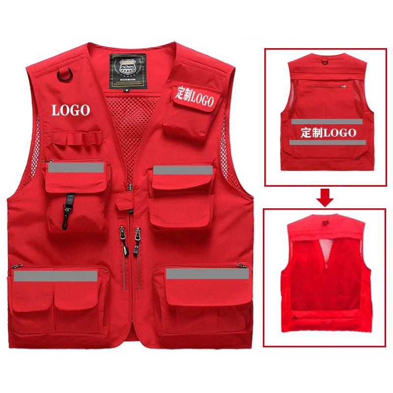 

Size S-7XL Safety Vest Tooling Vest Emergency Management Rescue Multi-Pocket Communication Reflective Staff Custom Printing Logo