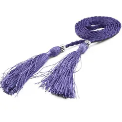 Women's Fashion Braided Bohemian Tassel Belt (PURPLE)