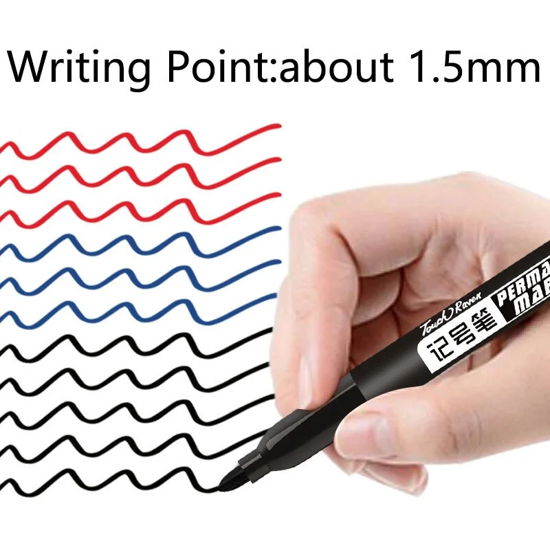 Permanent Marker Pen Permanent Marker Permanent Markers Markers Pen Marker Pens Permanent Marker Pen Fine Point 1.5 mm Fiber Tip Black Blue Red Waterproof Ink Color Pens Stationery School Supplies