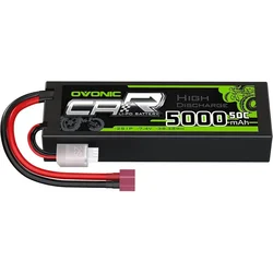 High - Performance 7.4V 5000mAh 50C 2S Lipo Battery Pack with HardCase and Deans T Plug for RC Vehicles