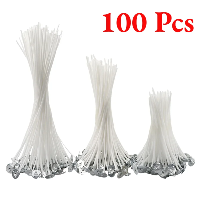 100Pcs Candle Wicks Cotton Core Pre Waxed 9/15/20cm Sustainers For Candle Making 