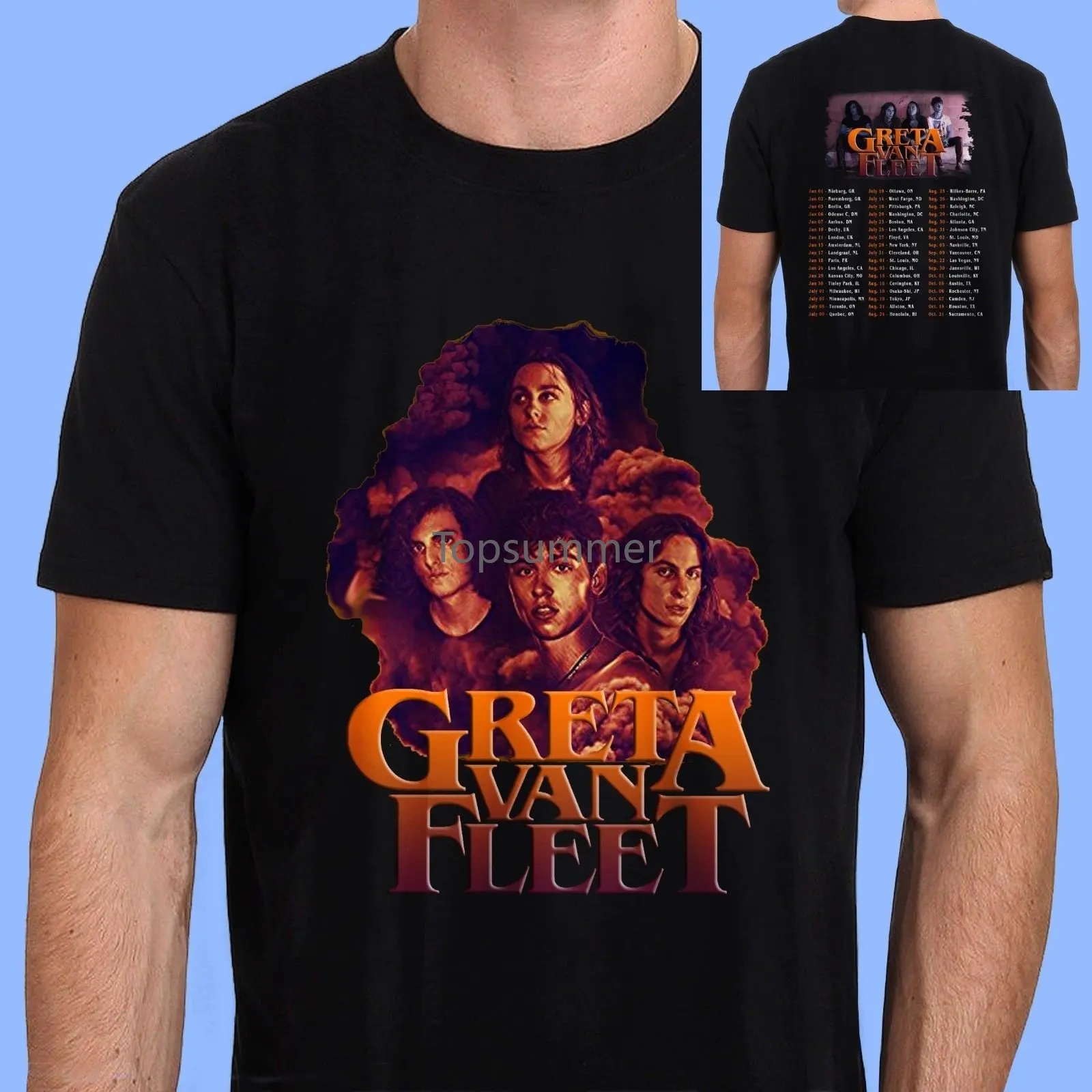 

New Greta Van Fleet Tour 2018 Dates T-Shirt Black Size S-2Xl