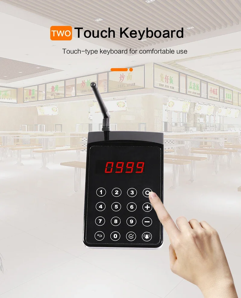 Wireless Restaurant Coaster Pager System Guest Customer Waiter Calling Beeper with Touch Keypad for Resto Cafe Bar Foodcourt