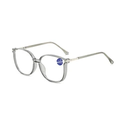 Unisex Square Multifocal Anti - Blue Light Reading Eyewear - +400 (Grey)