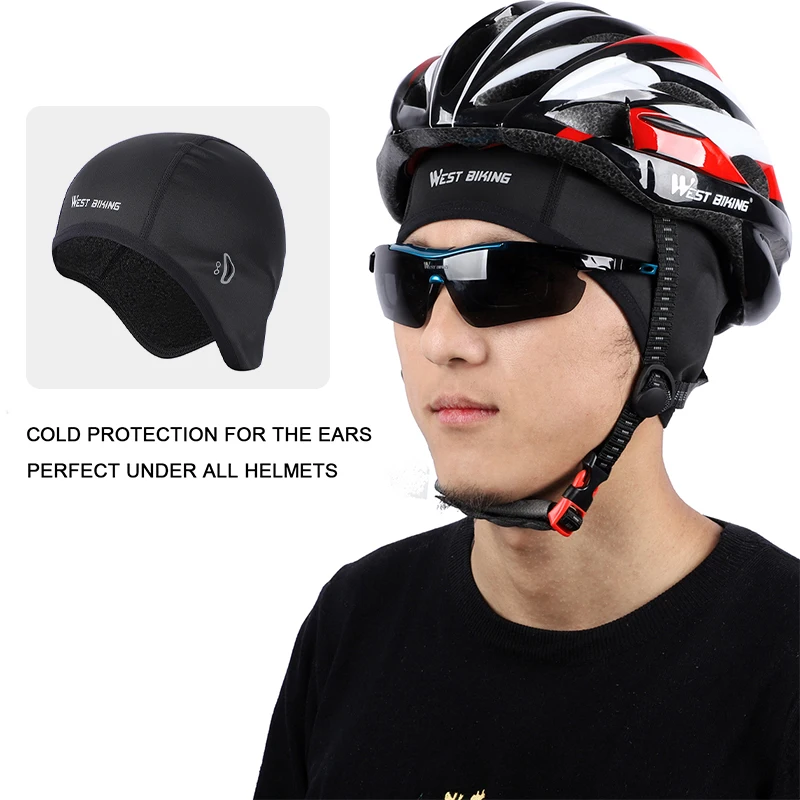 WEST BIKING Thermal Cycling Cap Men Women Windproof Winter Sports Skull Cap Helmet Liner Running Skiing Motorcycle MTB Bike Hat 3