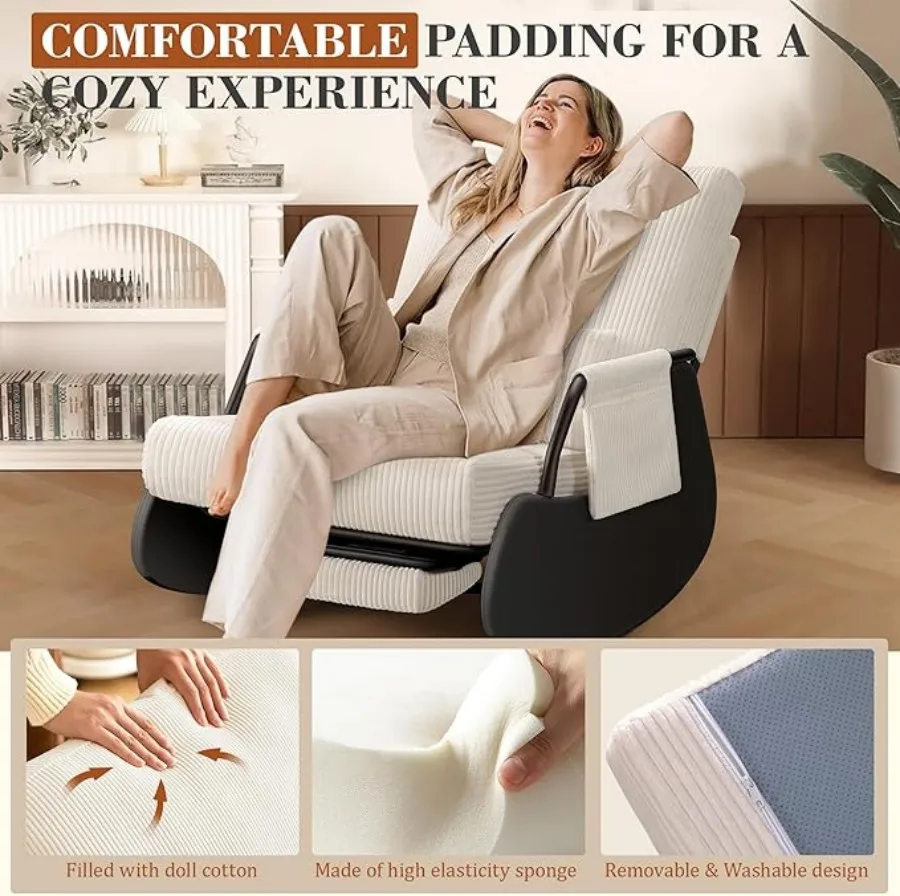 Rocking Chair Balcony Home Technology Cloth Rocking Chair Living Room Leisure Rocking Chair, Modern Rocking 4