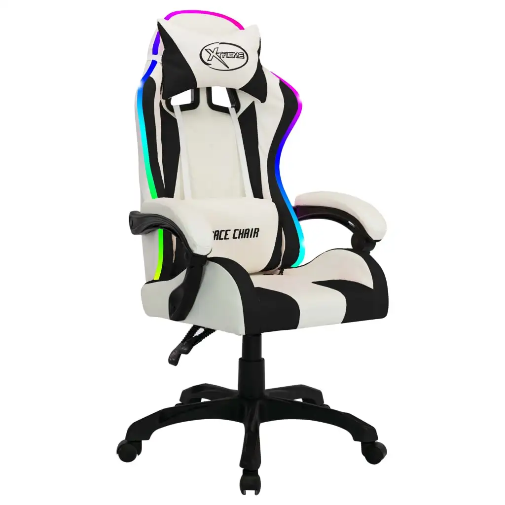 Video game chair with white and black RVB LED Chair, office chair