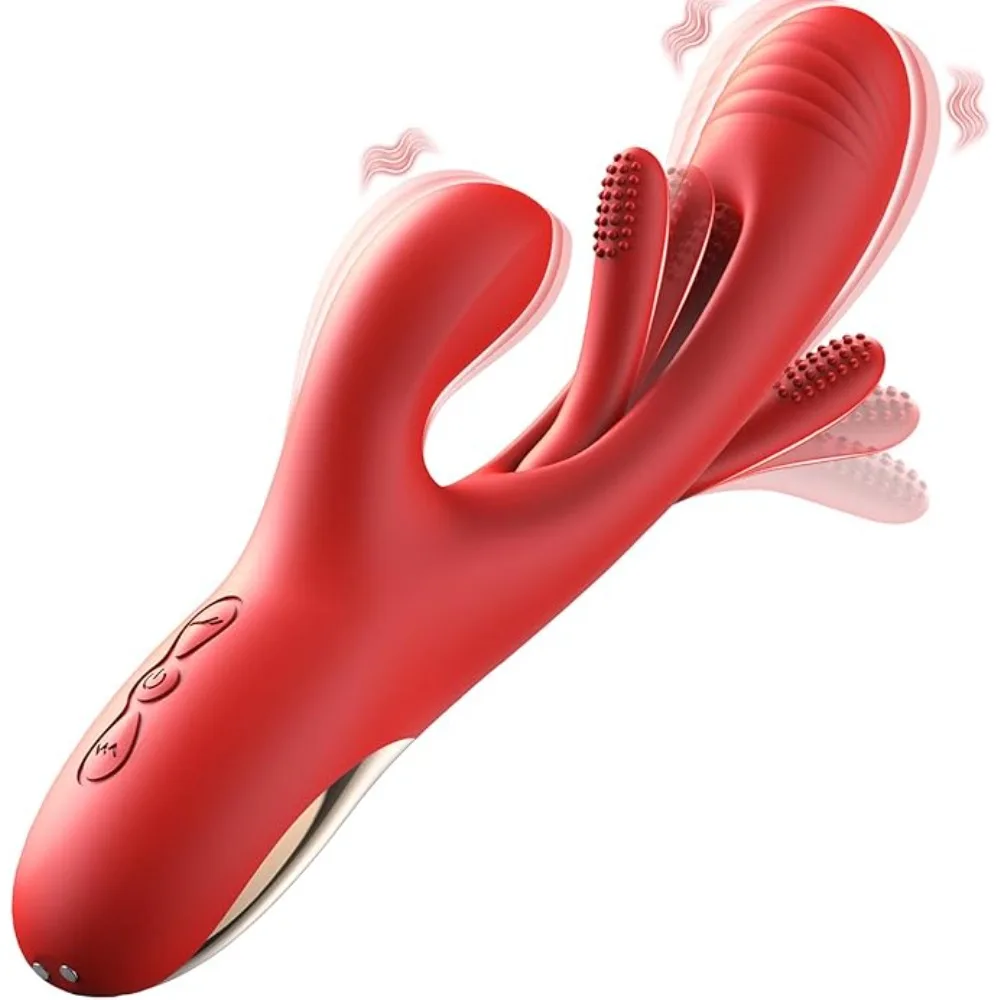 Vibrator-Dildo, Kaninchen-Sexspielzeug, leistungsstark, 21 Geschwindigkeiten, G-Punkt-Kaninchen-Flatter-Vibrator für Frauen, 3-in-1-Klitoris-Stimulator-Massagegerät 1