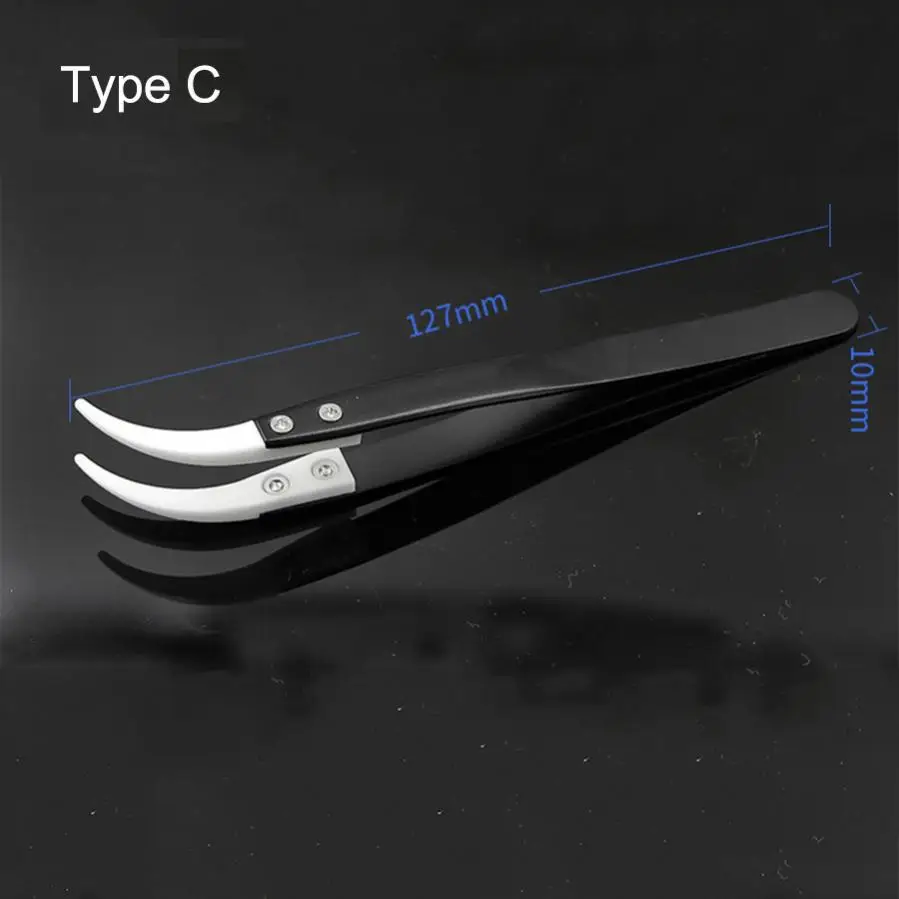 1pcs Stainless Steel Ceramic Tweezers Set High Temperature Resistance 1.0MM Repair Tool Kit for Electronics/Jewelry/ Fine Crafts for precision tweezers,tweezer tool,phone repair tweezers,ceramic tweezers