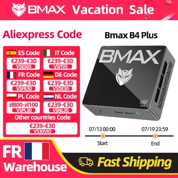 BMAX B4 Plus Turbo Mini PC Windows 11 PC Intel N100 N150 16GB 512GB 1TB SSD HDMI Type-C Supports 4K@60Hz Intel UHD Graphics Bluetooth mini pc