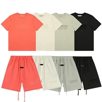 Ensemble classique de marque avec imprimé lettres double ligne, ensemble t-shirt et short d'été de haute qualité, ensemble t-shirt et short 100% coton pur 2