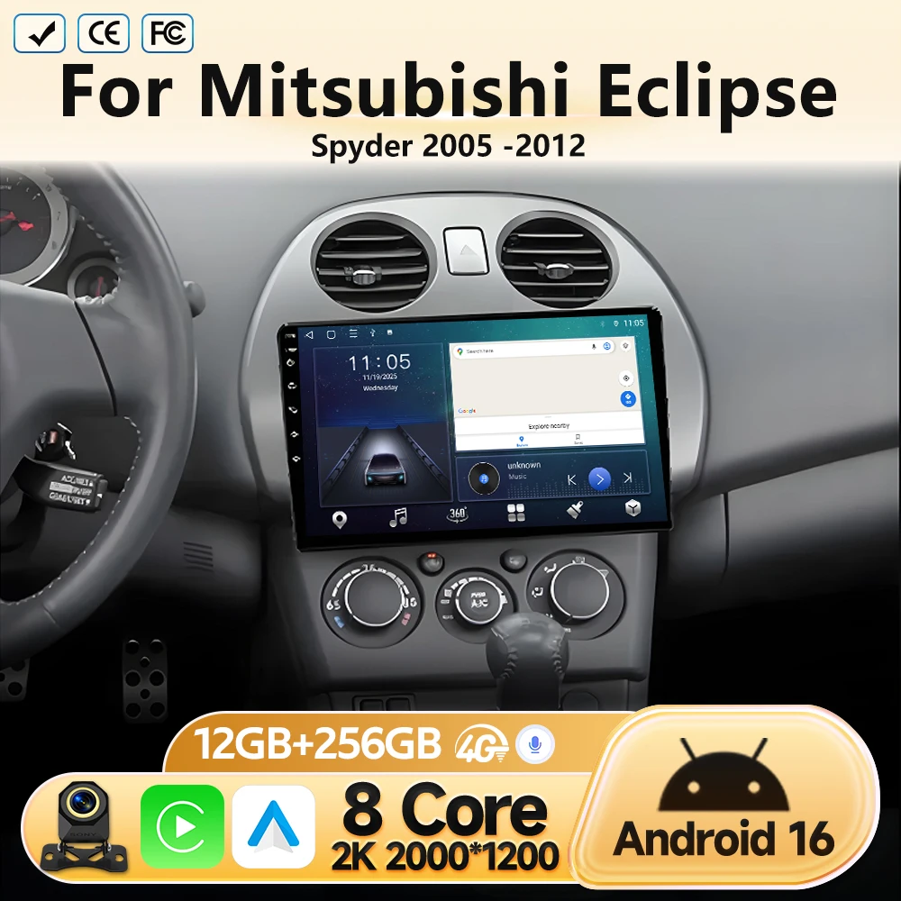 Unidad Principal 4G WIFI BT para Mitsubishi Eclipse Spyder 2005 2006 2007-2012, Radio de Auto Android, Reproductor Multimedia de Video, Navegación 1