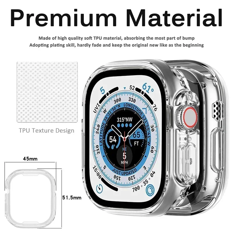 Ultra Protective Soft TPU Bumper Cover Case for Apple Watch with Screen Protector