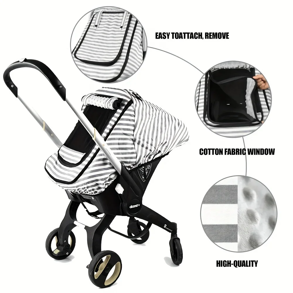 Baby Car Seat Covers Windproof Infant Carseat Cover for Boys Girls Kick-Proof Car Seat Canopy Breathable Mesh