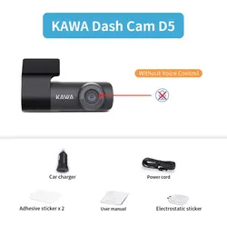 2K Dash Camera with Emergency Voice Control, Night Vision, and WiFi App Integration - 32G (D5-No Voice Control)