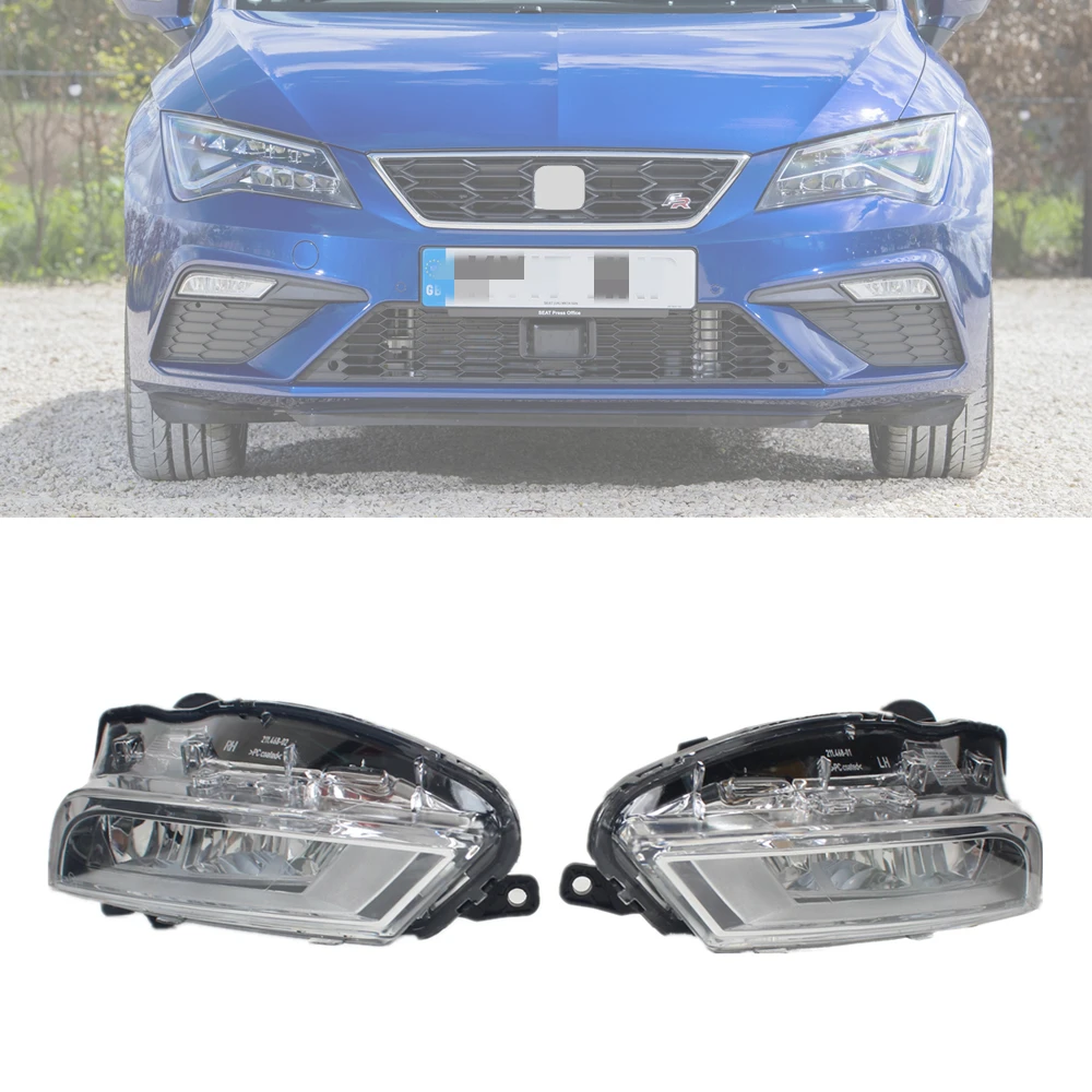 juni Kælder radar Front Bumper LED DRL Fog Lamp Light 5F0941701D 5F0941702D Car Lights For Seat  Leon 2017 2018 2019 2020 2021 - AliExpress