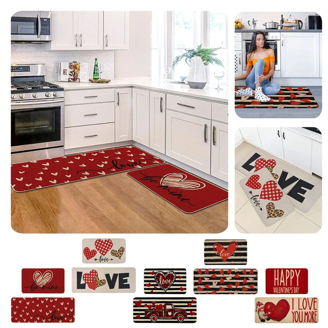 Valentine's Day Rugs And Mats Set Of 2 Cushioned Anti Fatigue