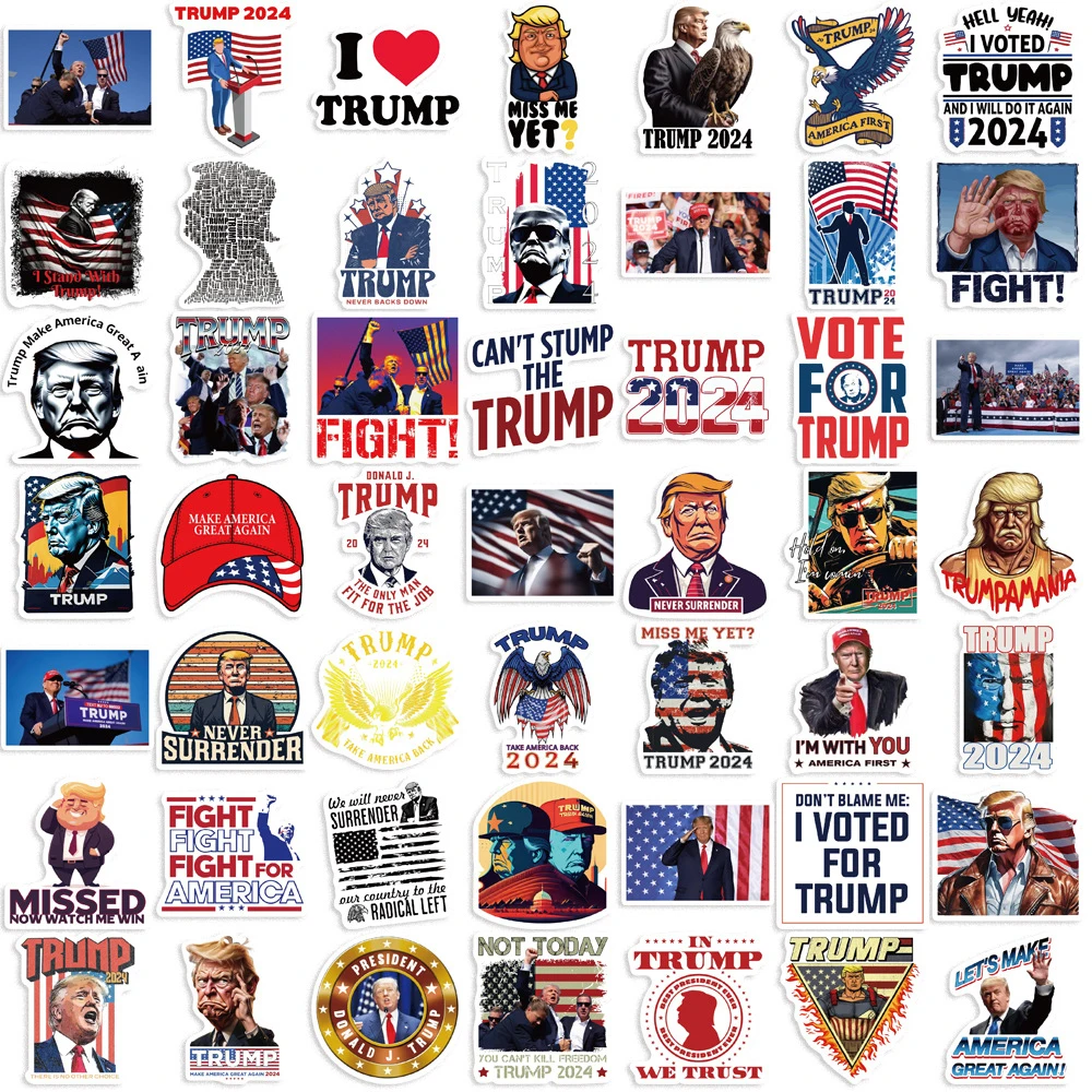 Cartoon Sticker Cartoon Stickers 10/30/50pcs Funny Donald Trump Graffiti Stickers Cartoon Decals Laptop Motorcycle Travel Luggage Waterproof Sticker Kid Toy