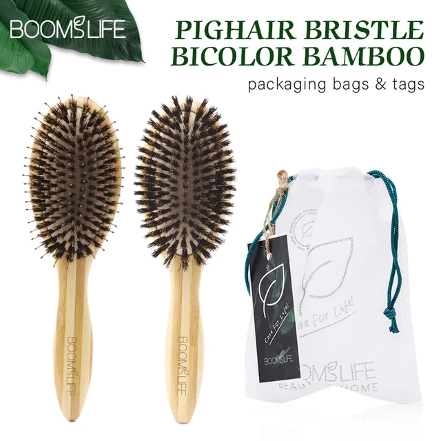 BOOMSLIFE Soft Boar Bristle Hair Brush Professional Women Bamboo HairBrush Massage Bamboo Comb for Hair Beauty Care Salon Tools 6