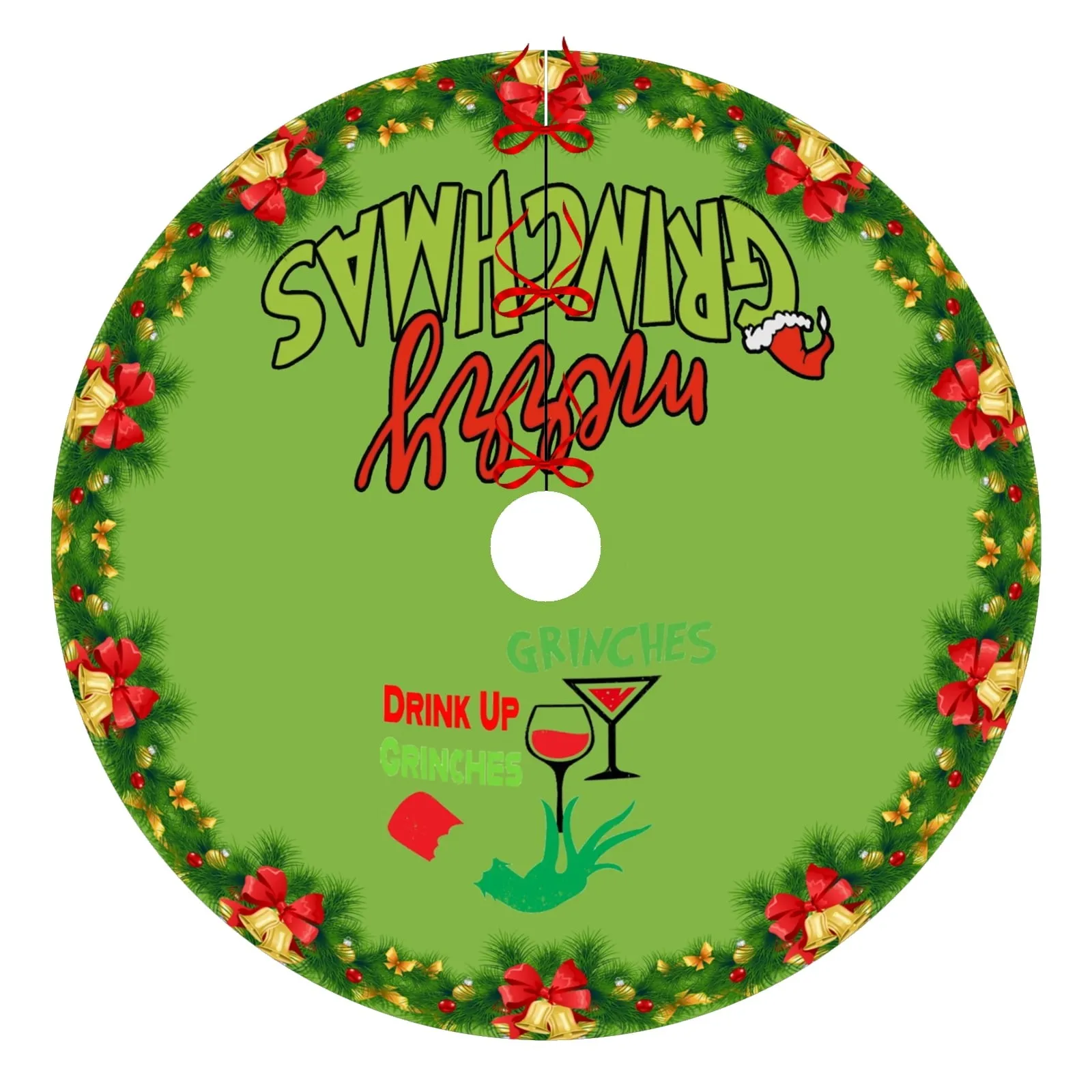 Christmas Tree Skirt Red & Green Christmas Tree Skirt for Holiday Decoration