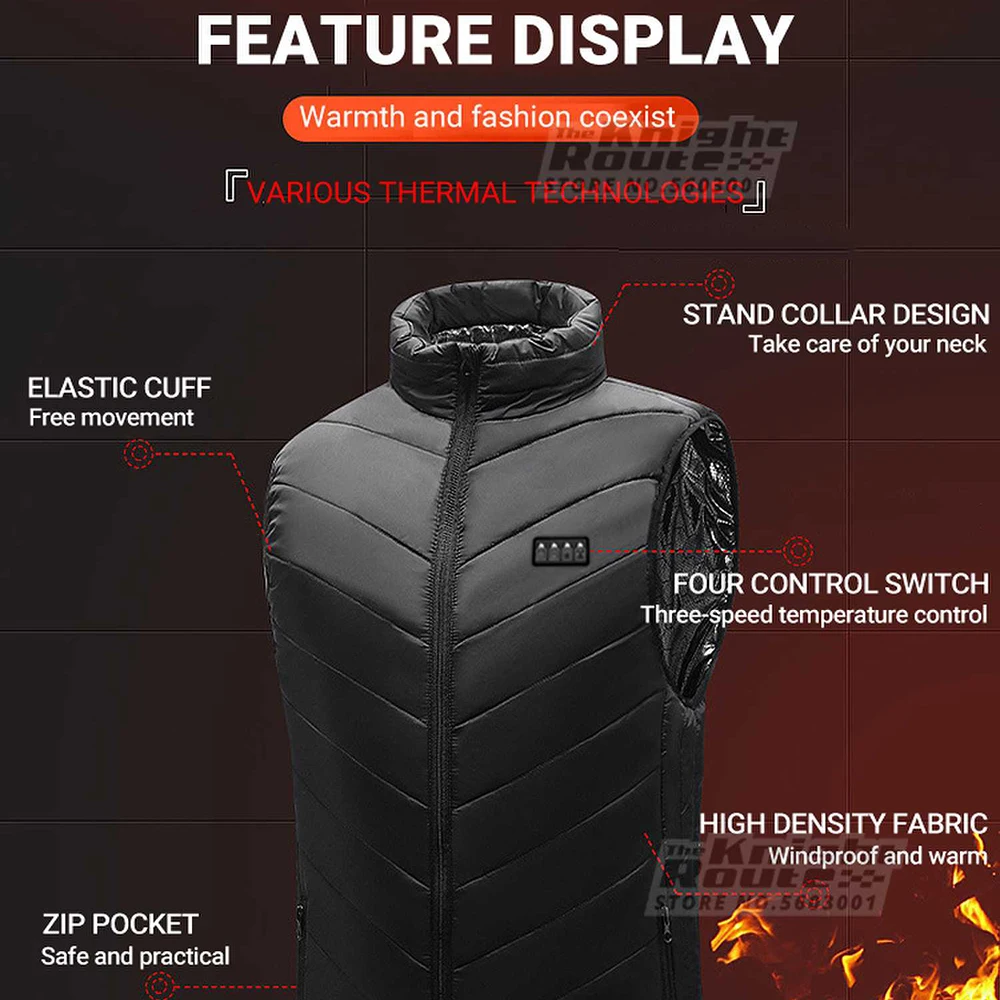 19 Areas Self Heating Vest Men's Women's USB Heated Washable Winter Heating jacket heated jacket