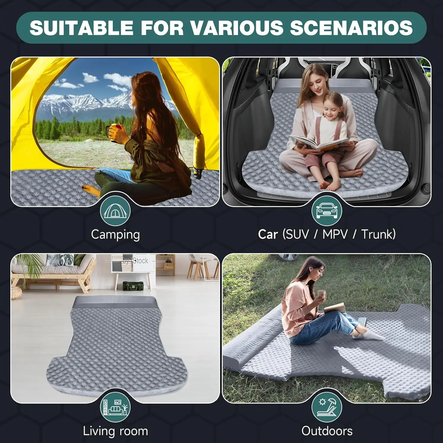 For Tesla Model 3 Model Y Inflatable Air Mattress Outdoor Camping Inflatable Special Suede Fabric Car Travel Bed inflatable air bed inflatable camping mattress