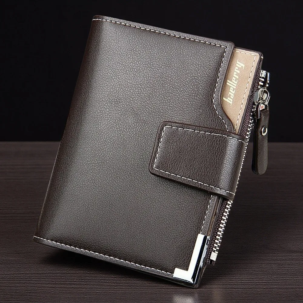 Professional Men's Short Wallet Zippered Bill Compartment 10+ Slots RFID Shielded Boardroom Essential