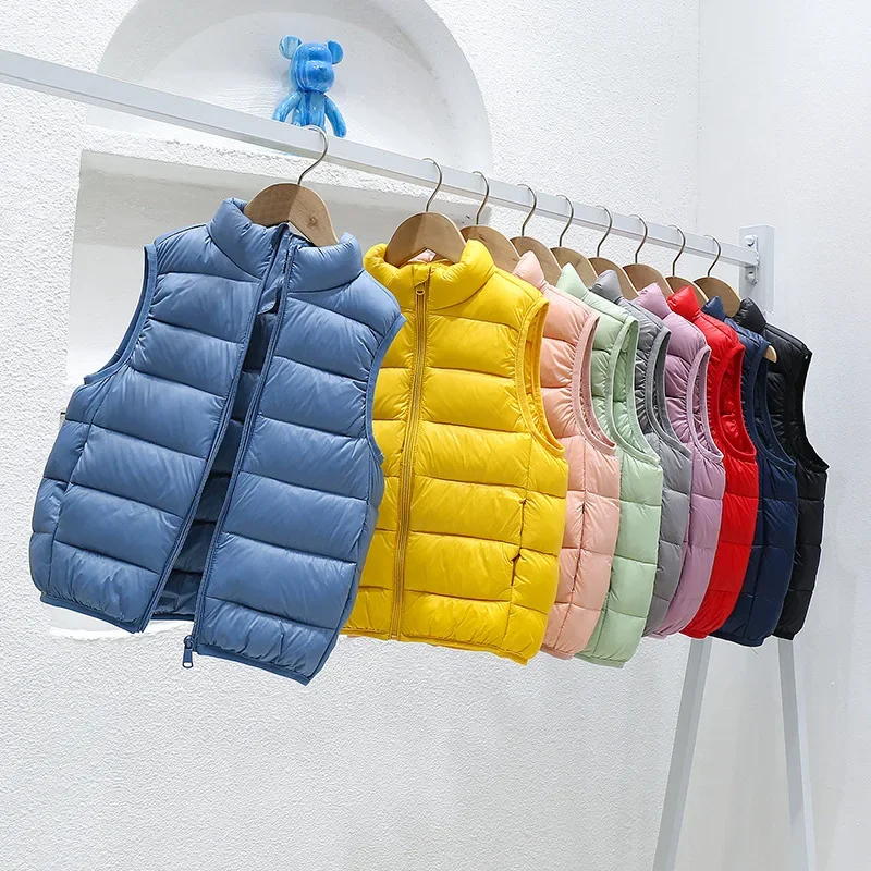 Boys and Girls Top Winter Childrens Clothing Light and Thin Childrens Shoulder Stand Up Collar Solid Color Warm Down Jacket Vest down jacket children jackets